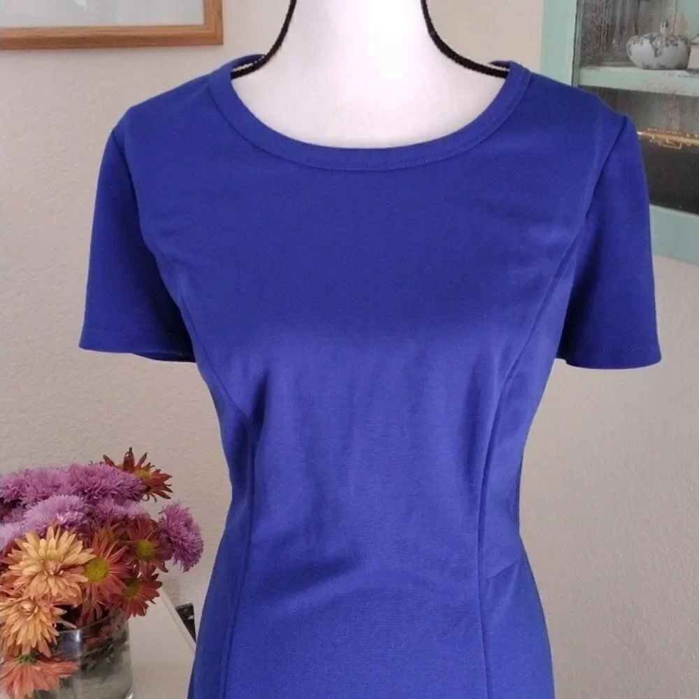 AB Studio Blue Knit Dress - Picture 2 of 12